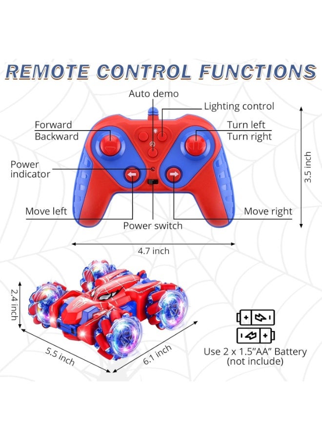 Spider RC Stunt Car, 2.4GHz 4WD Double-Sided Off-Road Vehicle with Headlights, Rechargeable - Image 1