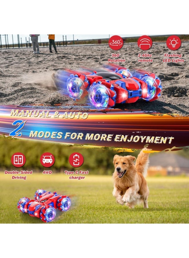 Spider RC Stunt Car, 2.4GHz 4WD Double-Sided Off-Road Vehicle with Headlights, Rechargeable - Image 4