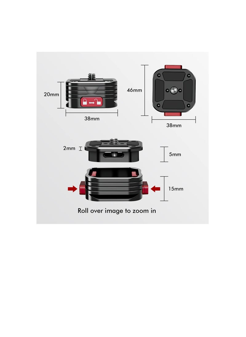Excefore - Quick Release Plate, Quick Release System QR Plate with Arca Swiss Slot Universal 1/4" to 3/8" Screw, Perfect for Tripod/Monopod/Camcorders - Image 1