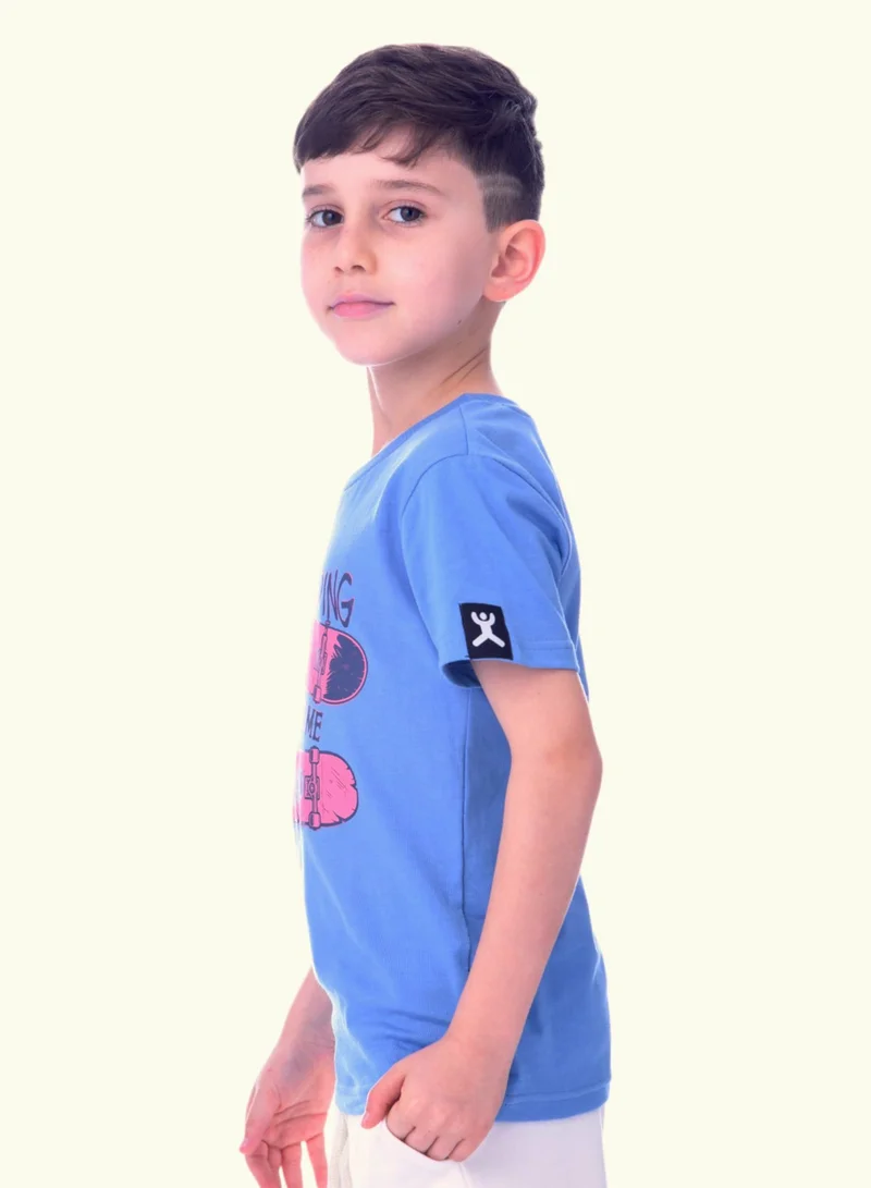 Victor And Jane  Boys Summer every day casual printed T-shirt- Blue for Men | Best Price UAE