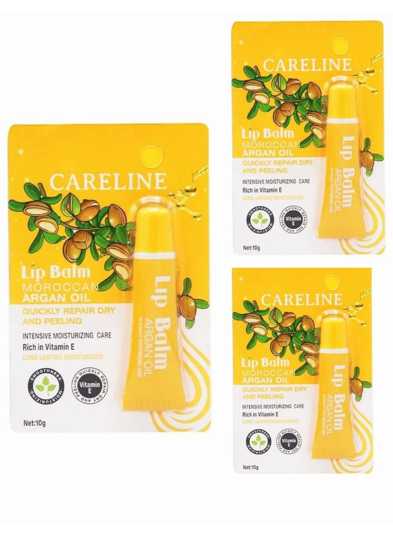 Careline 3 Pieces of Moroccan Argan Oil Lip Balm - 10 Gm - Image 1
