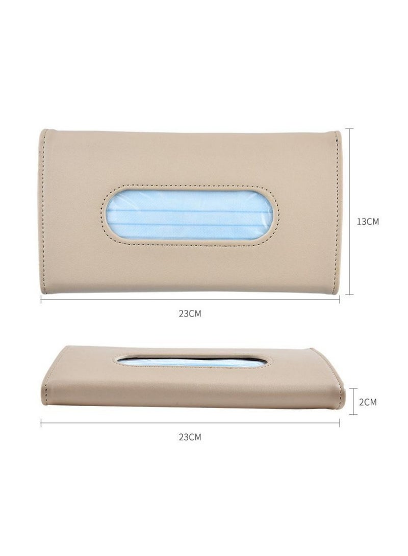 Generic 2 PCs Car Visor Tissue Holder, Dispenser Hanging Paper Towel Holder Case For Seat Back And Vehicle Side Door, Multi-Use Cover and Truck Decoration, Beige & Pink  - Image 3