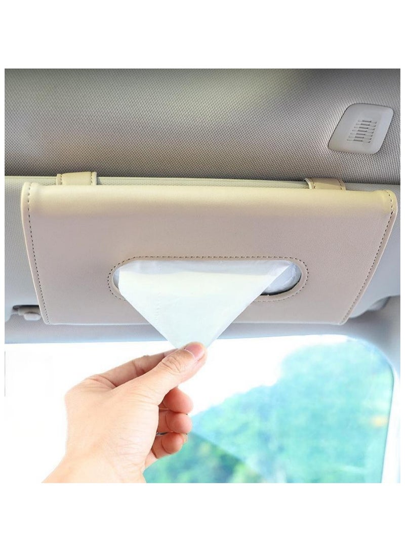 Generic 2 PCs Car Visor Tissue Holder, Dispenser Hanging Paper Towel Holder Case For Seat Back And Vehicle Side Door, Multi-Use Cover and Truck Decoration, Beige & Pink  - Image 5
