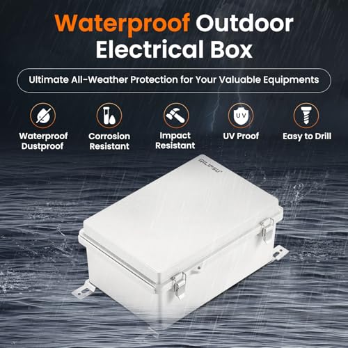QILIPSU Waterproof Junction Box IP67 Outdoor Plastic Electrical Project Enclosure Weatherproof with Mounting Plate, Wall Brackets, Hinged Grey Cover 8.6"x6.7"x4.3" - Image 2