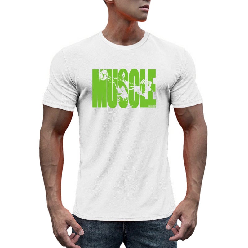 Men''s sports short-sleeved summer quick-drying bottoming shirt casual slim sportswear round neck mesh fitness clothes - Image 5