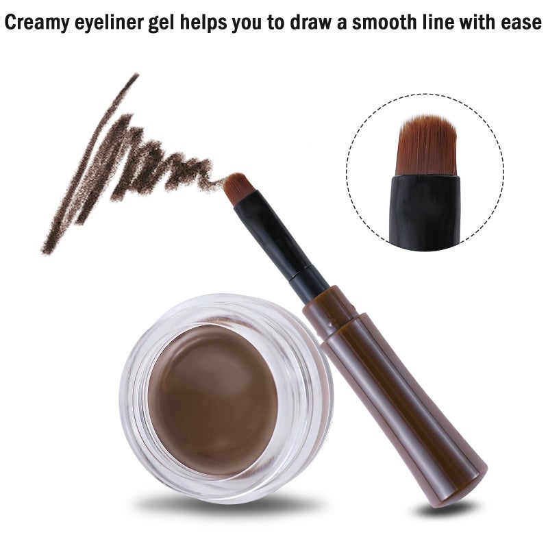 Boobeen Eyeliner Waterproof Gel Eyeliner Smudge-proof Eye Liner Gel Makeup High Pigment Eye Makeup Set Easy to Apply Long-lasting For All Day (Dark Brown) - Image 2