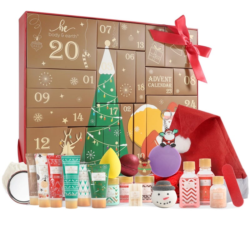 BODY EARTH Advent Calendar 2025 BODY EARTH Holiday Gifts for Women Christmas 24 Days of Beauty Countdow Calendar 24PCS 2025 Skincare Advent Calendar