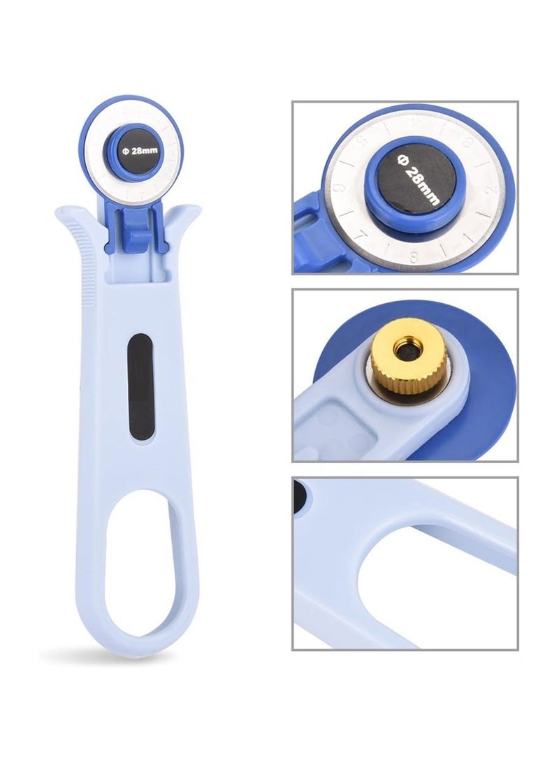 Fabric Cutting Knife 45mm Rotary Cutter for Fabric Safety Lock Ergonomic Classic Comfort Loop Fabric Small Rotary Cutter for Sewing Quilting Crafting Blue  - Image 5
