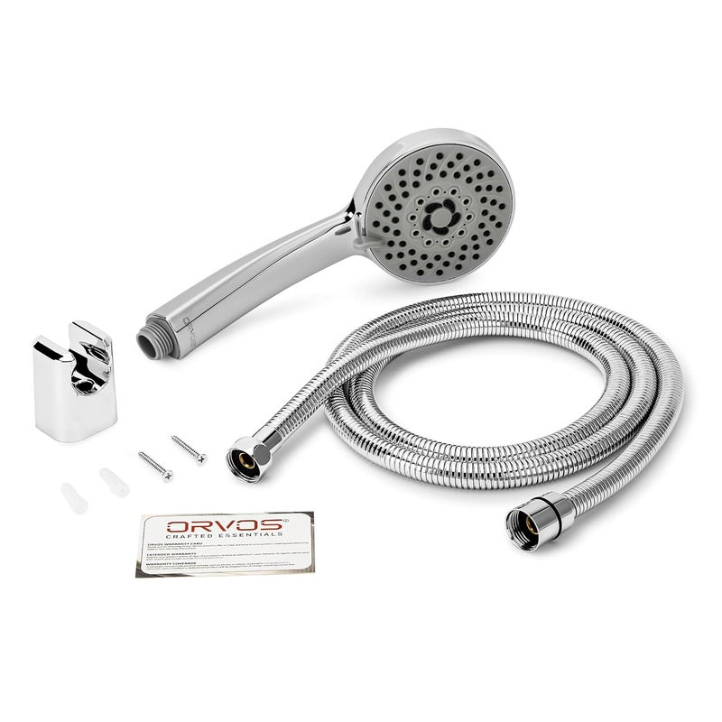Orvos Hand shower multifunction 4x4 inches HydroBloom With 15 meter shower hose and wall hook Chrome plated with high grade Korean ABS material from LG for high end luxury bathrooms set of 1 - Image 2