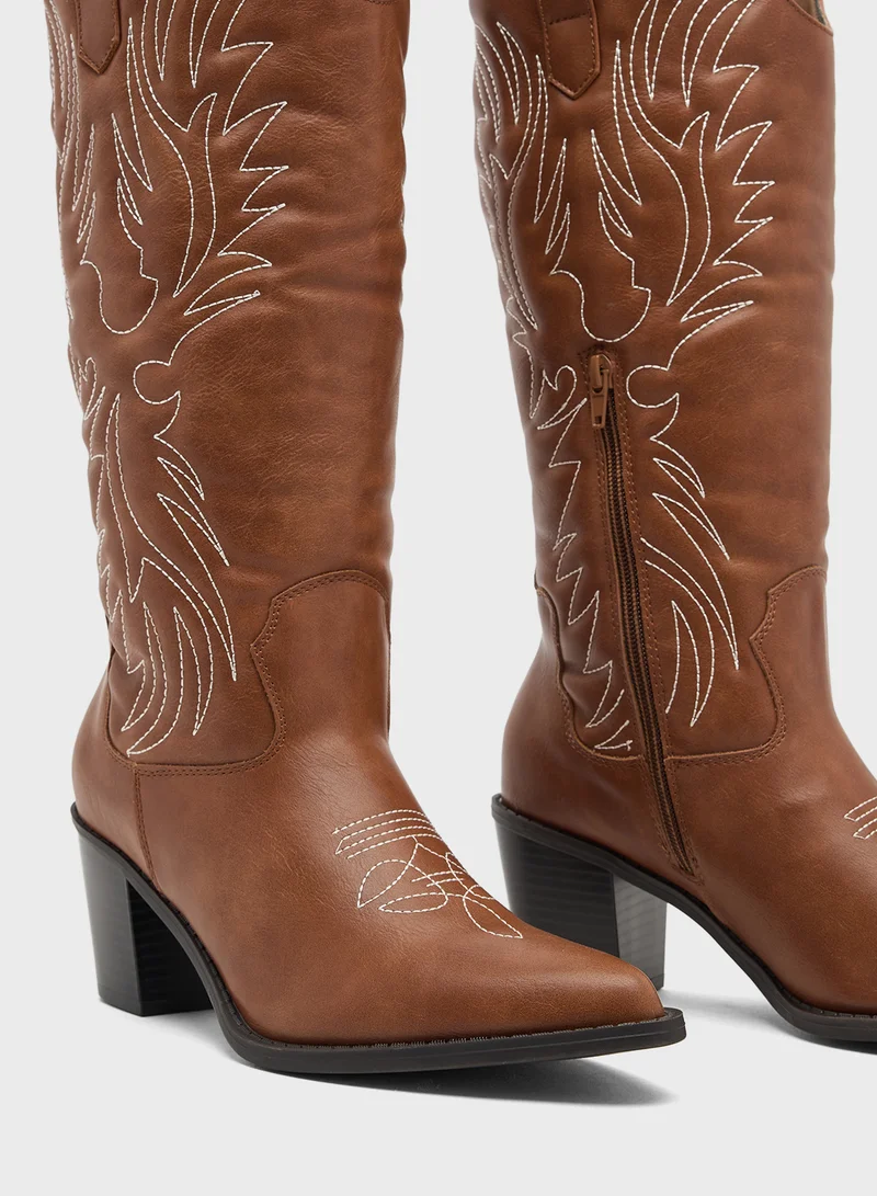 جلاموروس Casual Western Knee Boots