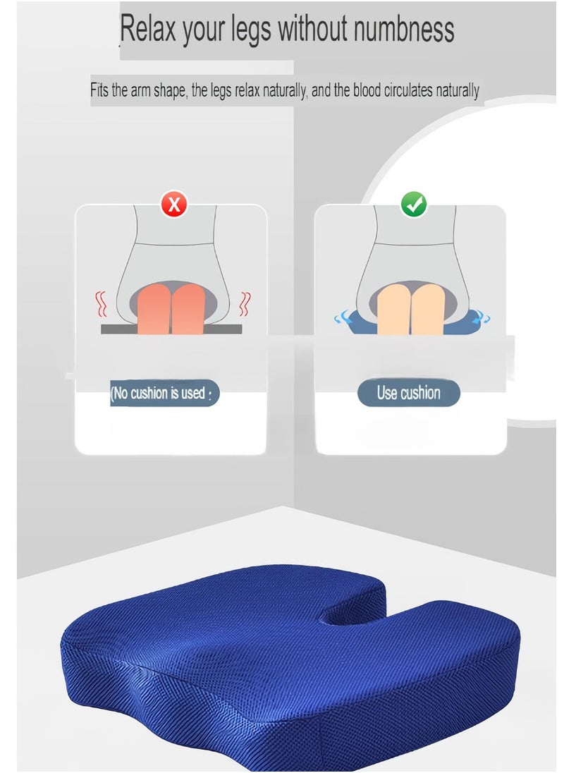 AROAQ - Seat Cushion, Orthopedic Chair Pad Pain Relief Memory Foam Cushion,  Ergonomic U Shape Design Non-slip Cooling Gel Pad Seat Cushion, For Back Pain Relief, Tailbone Support,(Breathable Sapphire Blue) - Image 1