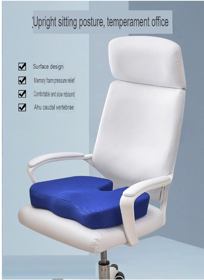 AROAQ - Seat Cushion, Orthopedic Chair Pad Pain Relief Memory Foam Cushion,  Ergonomic U Shape Design Non-slip Cooling Gel Pad Seat Cushion, For Back Pain Relief, Tailbone Support,(Breathable Sapphire Blue) - Image 1