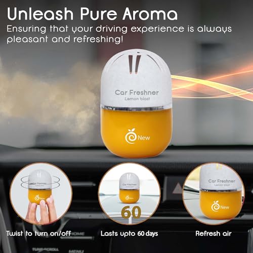 Enew RefreshDrive Twist-Activated Car Gel Air Freshener - Lemon Blast - Pack 1, Long-lasting Fragrance up to 30 Days, Auto Scent Diffuser with Easy On-Off, Odor Eliminator for Car Interior - Image 3