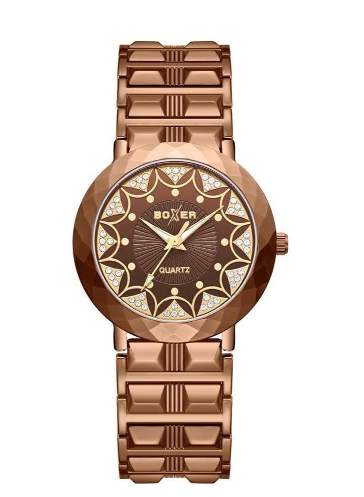 بوكسر ساعة بوكسر BX-073-7 للرجال، أنالوج، مينا بني أنيق مع حزام من الفولاذ المقاوم للصدأ، ساعة أنيقة ومتينة - Image 2
