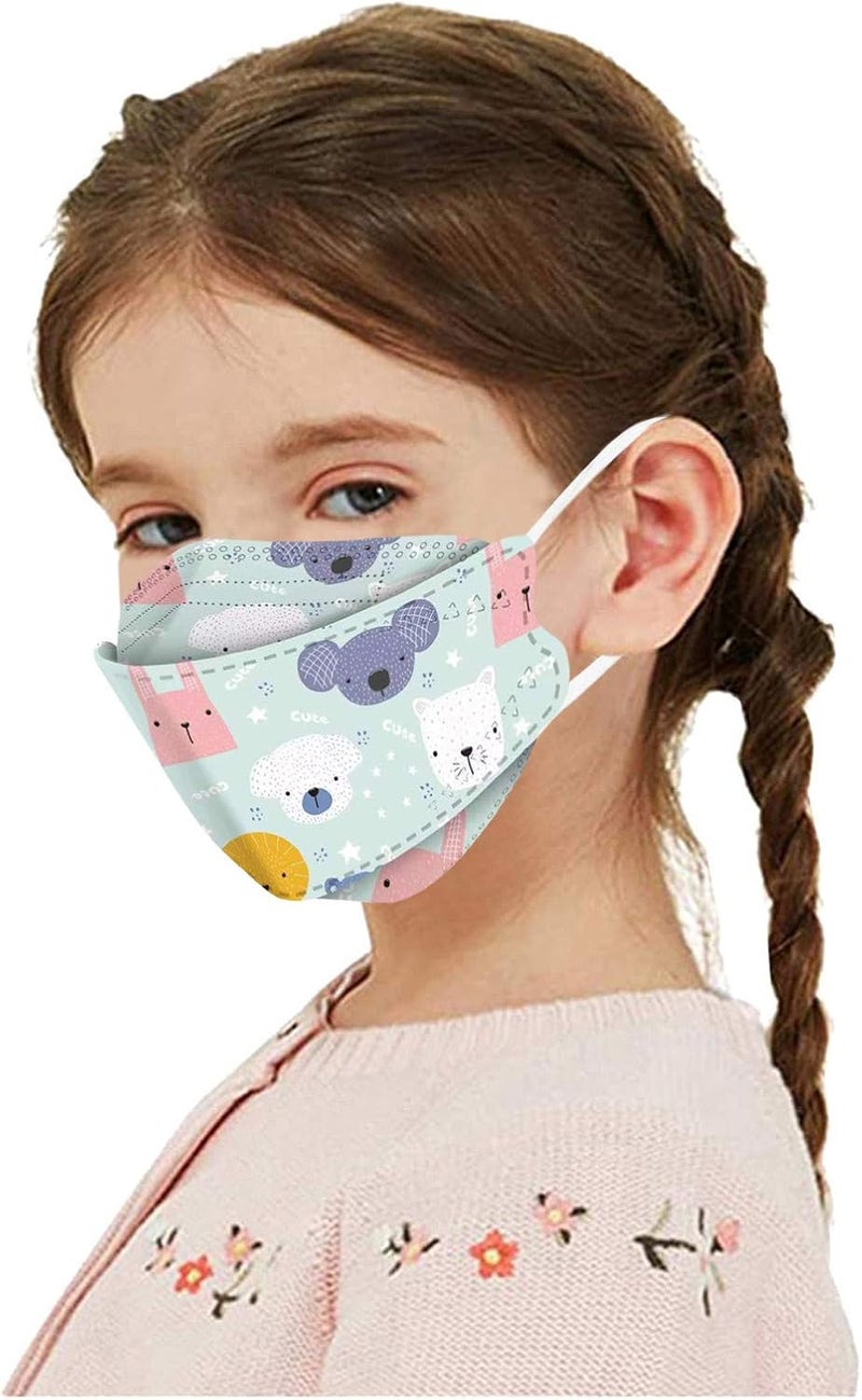 woobles 94 Protective Face_Masks for Kids, 10 Pack Cute Print Disposable Face_Mask, 4-Ply Breathable Safety Mask, Cup Dust Masks 10pcs -02 - Image 4