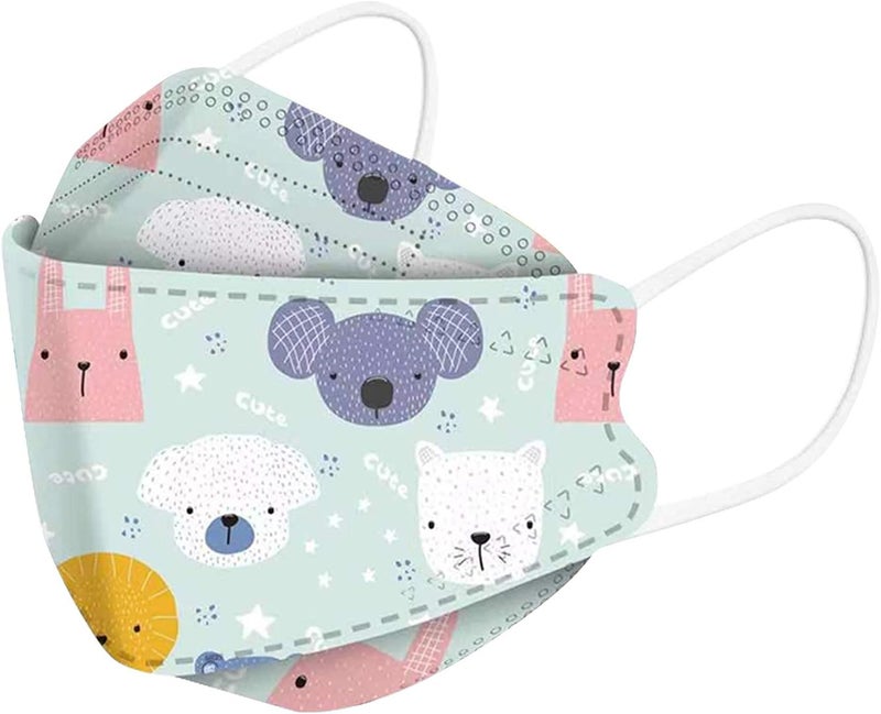 woobles 94 Protective Face_Masks for Kids, 10 Pack Cute Print Disposable Face_Mask, 4-Ply Breathable Safety Mask, Cup Dust Masks 10pcs -02 - Image 1