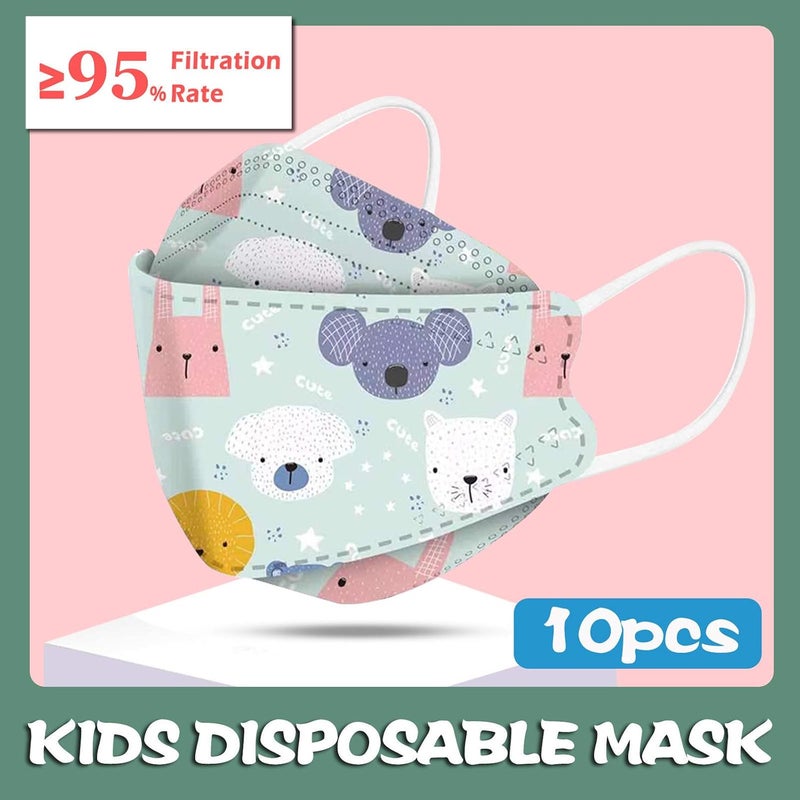 woobles 94 Protective Face_Masks for Kids, 10 Pack Cute Print Disposable Face_Mask, 4-Ply Breathable Safety Mask, Cup Dust Masks 10pcs -02 - Image 3