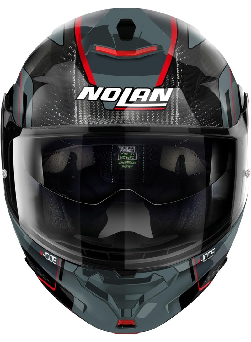 Nolan X-1005 U.C. UNDERCOVER N-COM CARBON (GREY - RED)/SLATE GREY Helmet - Image 2