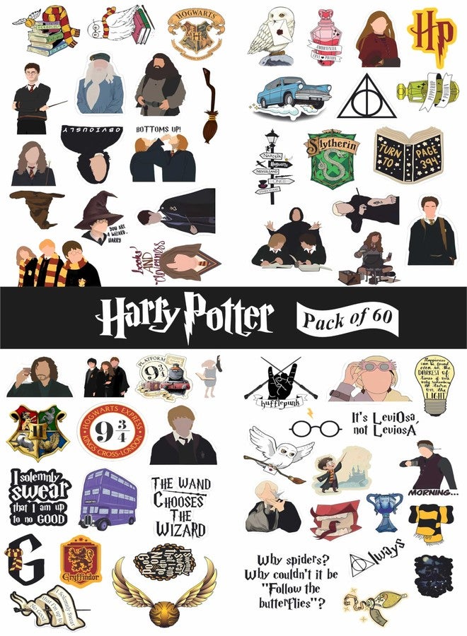 PRINTING DADDY Harry Potter | Pack of 60 | Vinyl Stickers | Residue-Free | for Magical Creatures | Perfect for Witches & Wizards Fans | Great for Dorm Decor, Bottle, Daires, Notebook and More. - Image 1