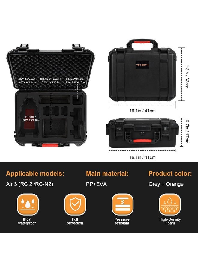 يتيث حافظة YETEETH الصلبة لـ DJI Air 3، حافظة حمل مقاومة للماء والضغط لملحقات DJI Air 3 - تناسب أحدث DJI RC 2/RC-N2  - Image 2