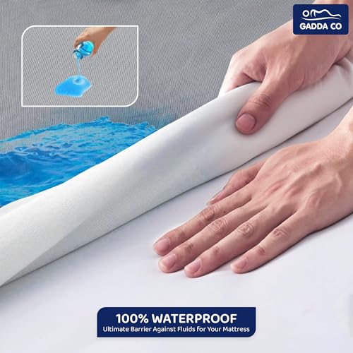 GADDA CO 100% Waterproof Premium Cotton Feel Mattress Protector Queen Bed 72x60 Inch|Ultra Soft Breathable & Hypoallergenic Fitted Bed Protector Terry Cover(6x5 feet, Fits Upto 10 Inches, Light Grey) - Image 5