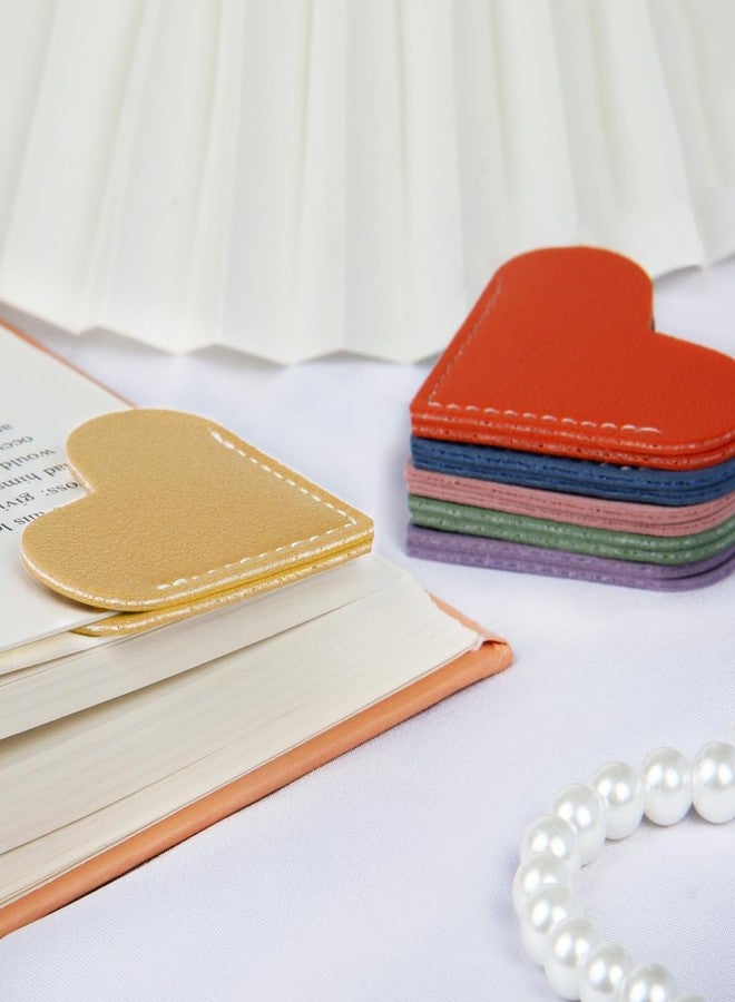 Kinsound 6pcs Leather Heart Bookmarks, Cute Corner Page Book Marks for Teachers Students Book Reading Lovers, for School Office Home Supplies,Reading Accessories Gifts for Book Lovers - Image 5