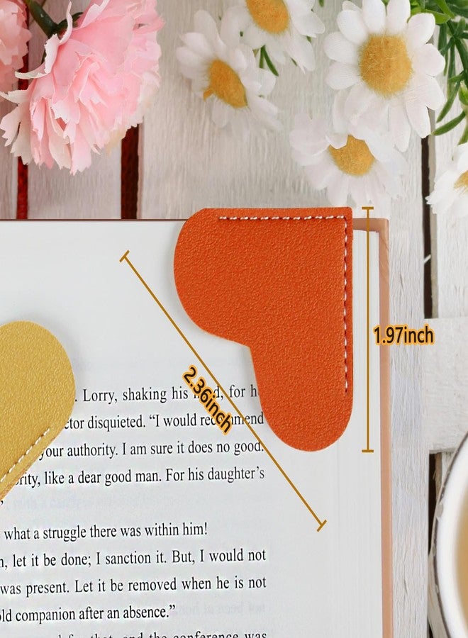 Kinsound 6pcs Leather Heart Bookmarks, Cute Corner Page Book Marks for Teachers Students Book Reading Lovers, for School Office Home Supplies,Reading Accessories Gifts for Book Lovers - Image 4