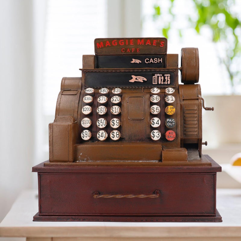 Vintage Iron Cash Register Model Decorative Ornament For Office Home Stress Relief - Image 4
