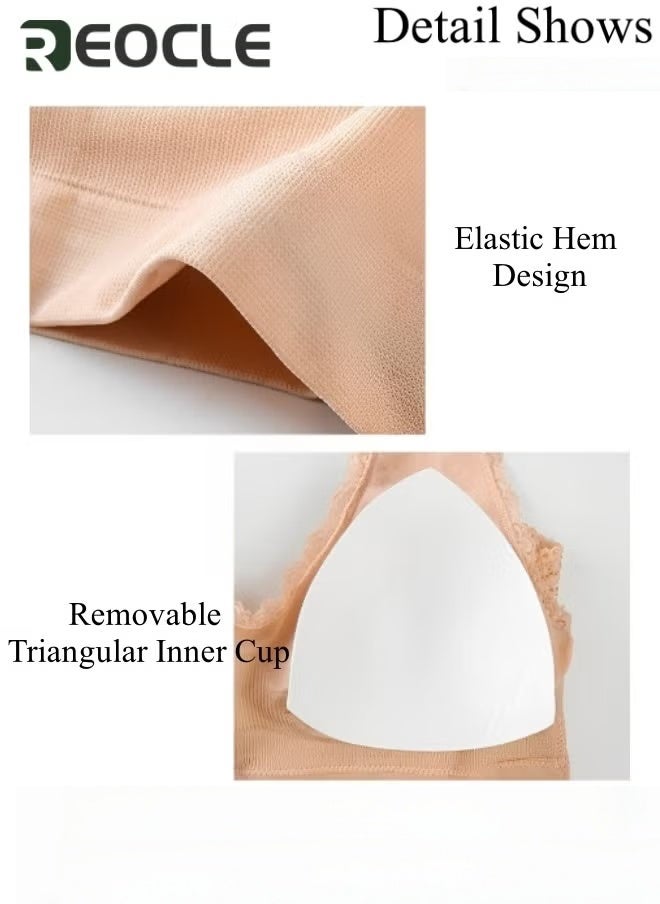 Women's Front Cross Side Buckle Lace Bras Sports Bras Comfy Corset Bra Wireless Push Up Seamless Bra