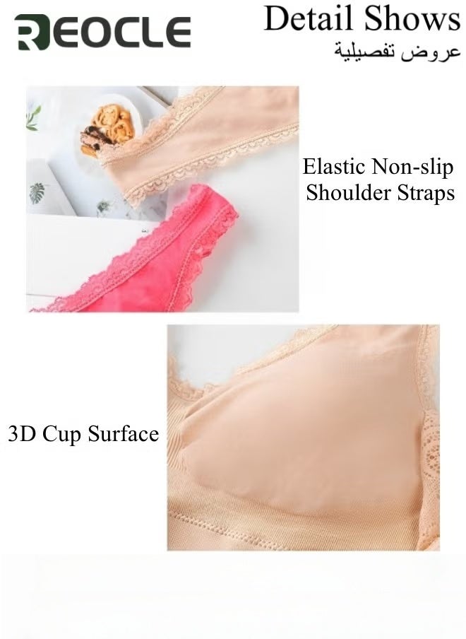 Women's Front Cross Side Buckle Lace Bras Sports Bras Comfy Corset Bra Wireless Push Up Seamless Bra