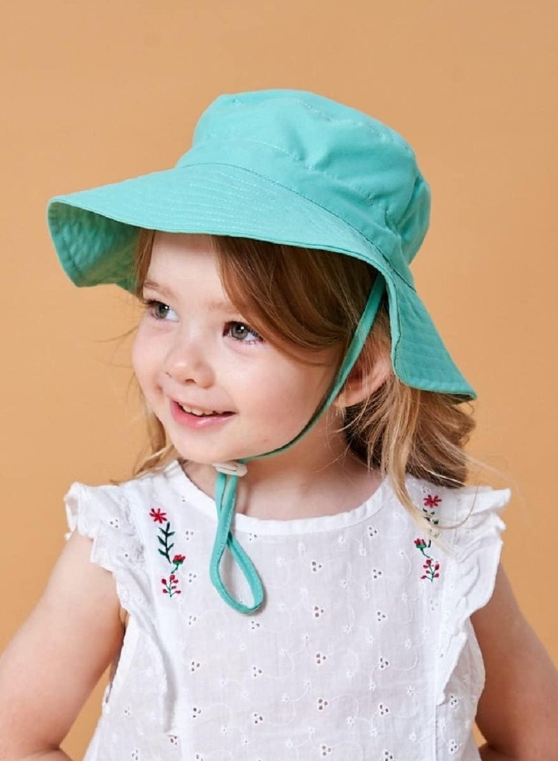 ORiTi قبعة شمس للأطفال قابلة للتعديل للصيف والشاطئ مع رباط وحافة واسعة للأولاد والبنات الصغار - Image 4