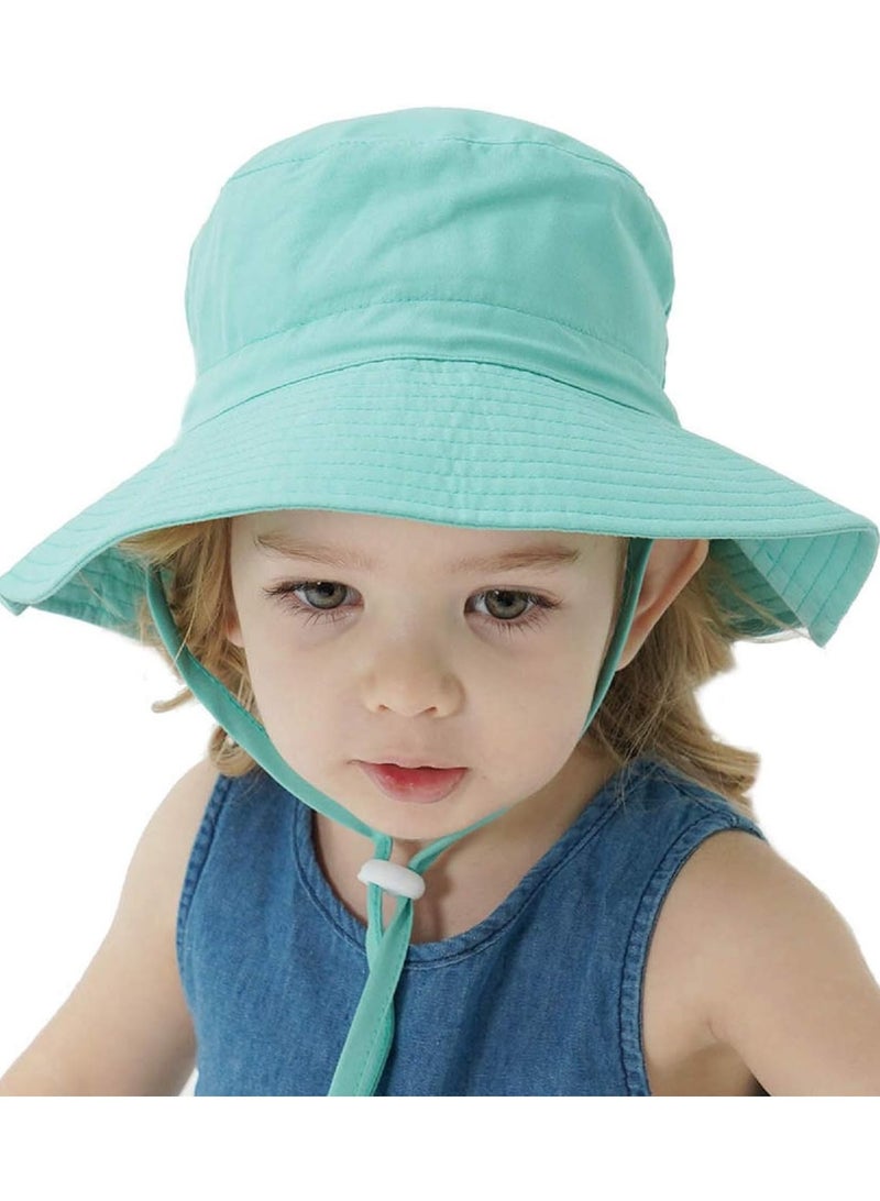 ORiTi قبعة شمس للأطفال قابلة للتعديل للصيف والشاطئ مع رباط وحافة واسعة للأولاد والبنات الصغار - Image 1