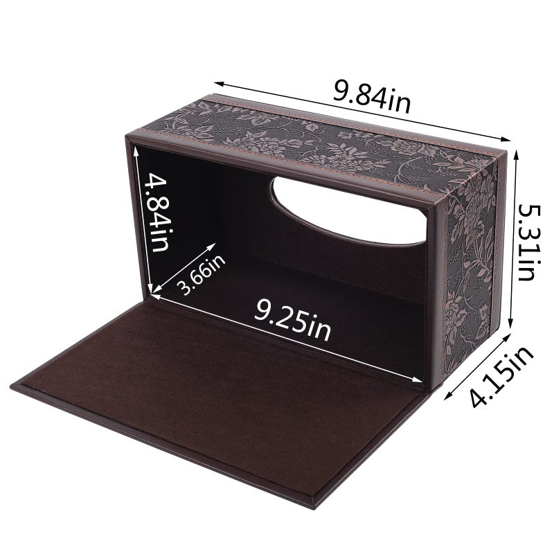 RHCSZ Antique PU Leather Tissue Box Holder Cover Rectangular Napkin Case Dispenser,Home Office Car Tissue Holder with Magnetic Bottom,Facial Tissue Organizer (Retro) - Image 2
