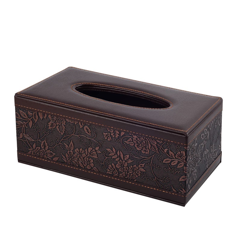 RHCSZ Antique PU Leather Tissue Box Holder Cover Rectangular Napkin Case Dispenser,Home Office Car Tissue Holder with Magnetic Bottom,Facial Tissue Organizer (Retro) - Image 4