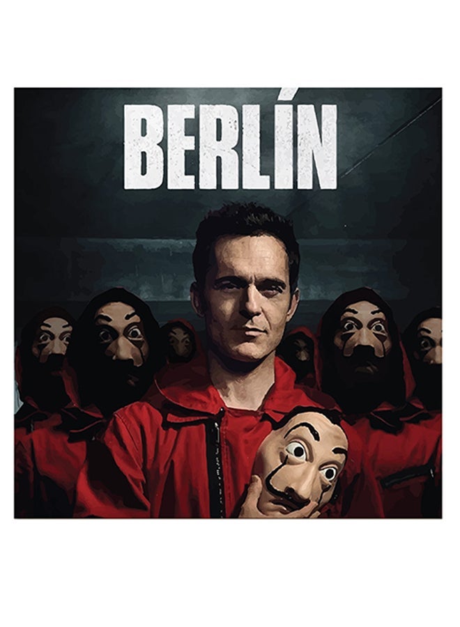 RYN Money Heist Berlin Wall Art Red/Beige/White 30x30cm - Image 1