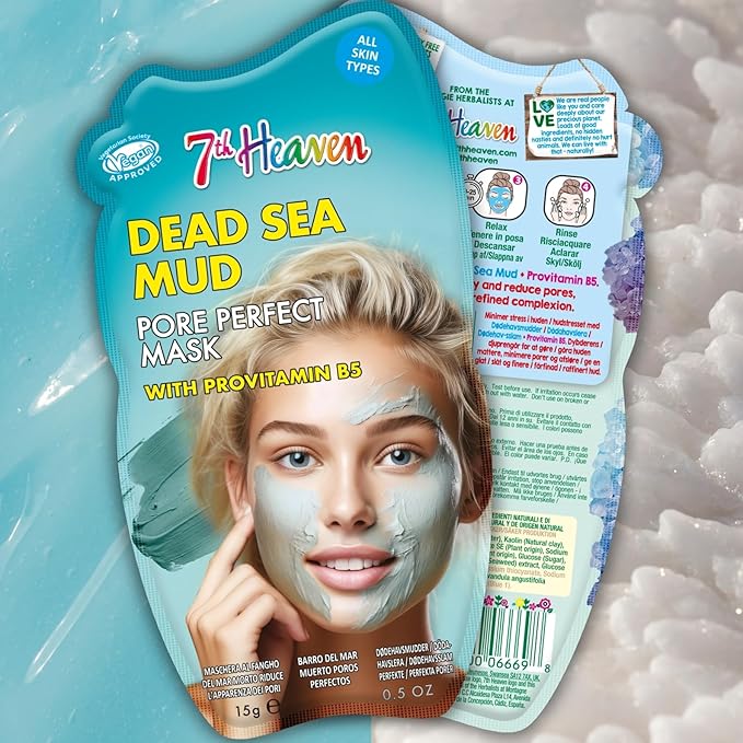 7th Heaven Dead Sea Mud Clay Face Mask with ProVitamin B5 Clay Mask to Reduce Pores and Mattify for Smoother Skin Genuine 7th Heaven Face Masks Skincare - Image 5