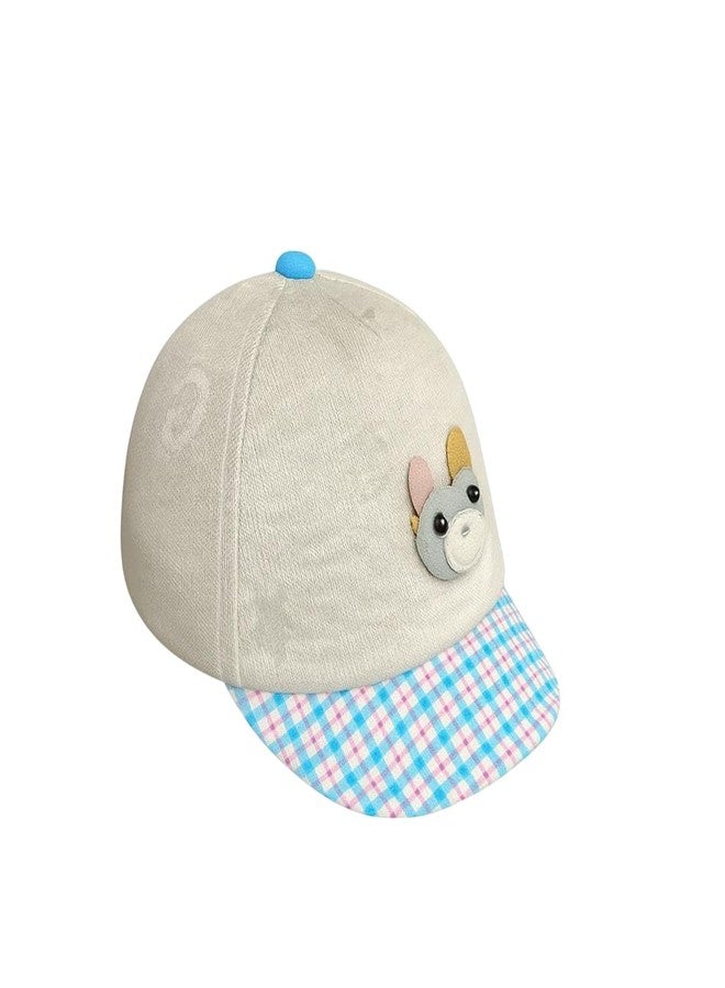 FAMWRAPZ Baby Cap with Cute Monster Applique, Cotton Corduroy, Striped Brim, - Soft & Comfortable Sun Protection Hat for Newborns (0-6 Months), Grey - Image 1