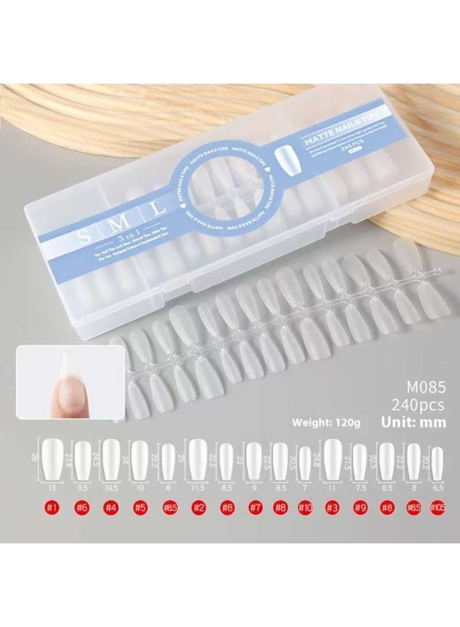 أطراف أظافر جديدة قابلة للارتداء، 240 قطعة في صندوق، أطراف أظافر قابلة للارتداء قصيرة بيضاوية الشكل، بدون أثر وخالية من النحت - Image 1