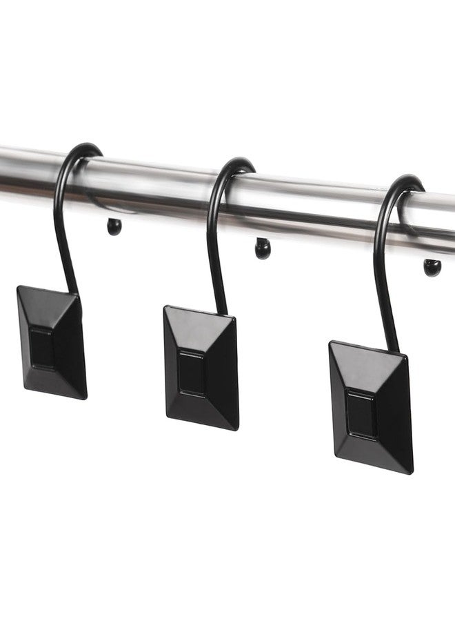 Resze Decorative Square Shower Curtain Hooks,Heavy Duty Solid Shower Curtain Rings,Rustproof Metal Shower Hooks for Bathroom Shower Rod, Curtain Hooks for Living Room Bathroom Decor,Set of 12, Black - Image 1