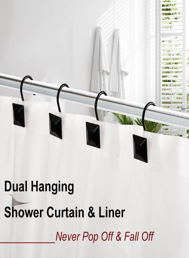 Resze Decorative Square Shower Curtain Hooks,Heavy Duty Solid Shower Curtain Rings,Rustproof Metal Shower Hooks for Bathroom Shower Rod, Curtain Hooks for Living Room Bathroom Decor,Set of 12, Black - Image 5