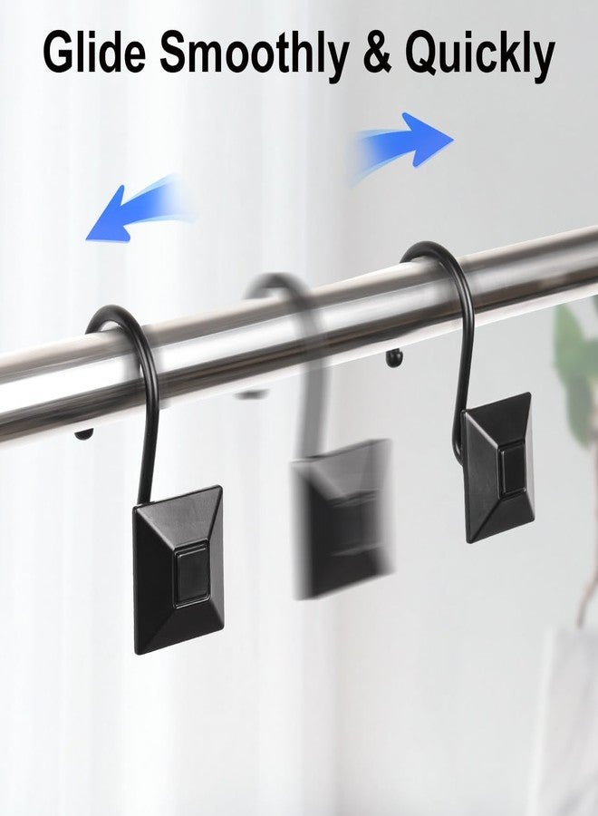 Resze Decorative Square Shower Curtain Hooks,Heavy Duty Solid Shower Curtain Rings,Rustproof Metal Shower Hooks for Bathroom Shower Rod, Curtain Hooks for Living Room Bathroom Decor,Set of 12, Black - Image 3