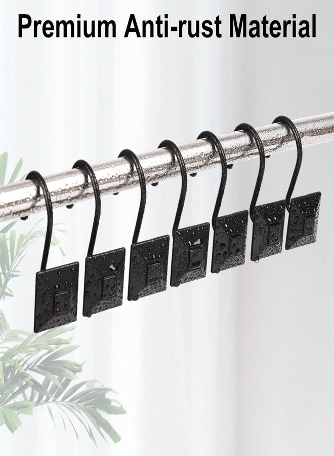 Resze Decorative Square Shower Curtain Hooks,Heavy Duty Solid Shower Curtain Rings,Rustproof Metal Shower Hooks for Bathroom Shower Rod, Curtain Hooks for Living Room Bathroom Decor,Set of 12, Black - Image 4