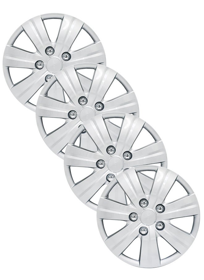 EMTC Pack of 4 EM-3120 Taiwan Wheel Cover | 13" Inch | Silver Universal Nested Style  - Image 1