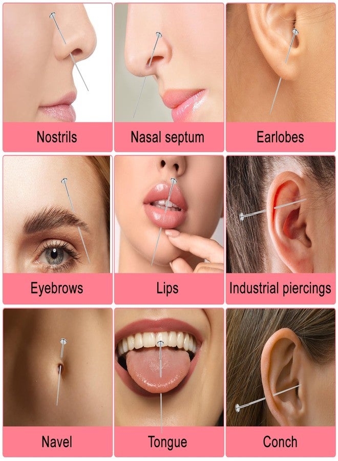 Telooco 6 Pcs Piercing Kit Piercing Ball Grabber Tool and 16G 18G Stainless Steel Piercing Taper Flat Back Earring Insertion Tool Body Piercing Changing Tool Kit for Ear Nose Lip Navel Eyebrow - Image 5