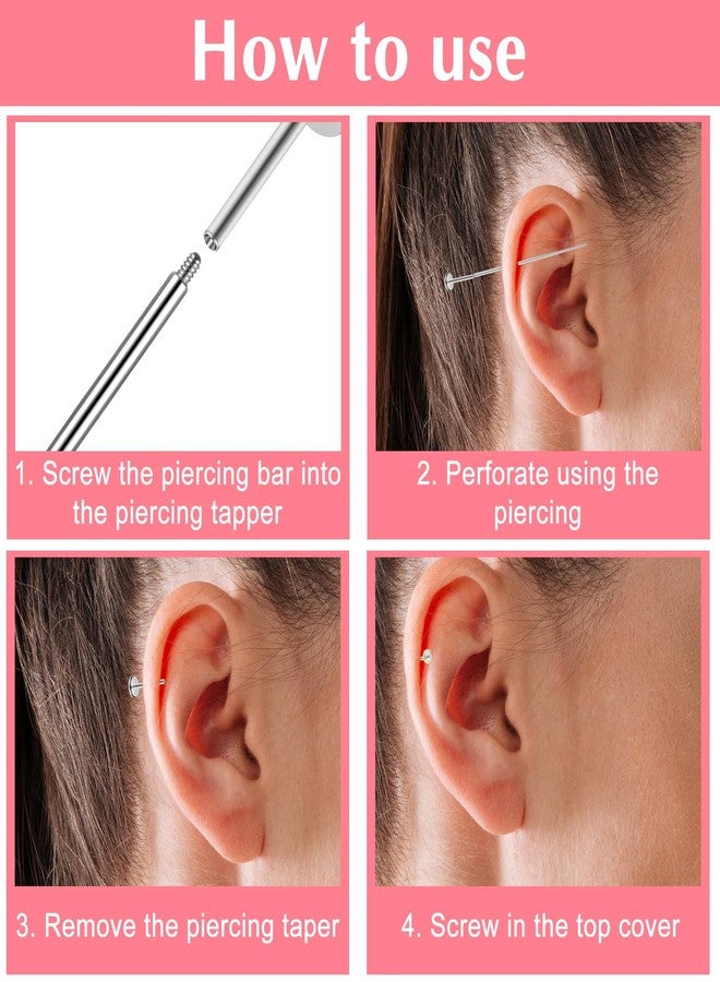 Telooco 6 Pcs Piercing Kit Piercing Ball Grabber Tool and 16G 18G Stainless Steel Piercing Taper Flat Back Earring Insertion Tool Body Piercing Changing Tool Kit for Ear Nose Lip Navel Eyebrow - Image 4