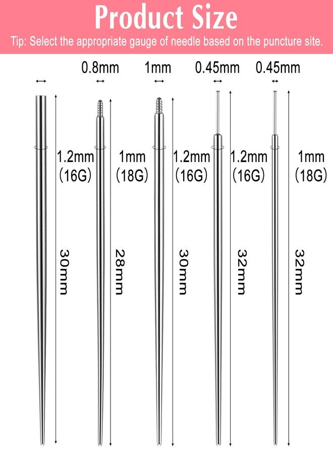 Telooco 6 Pcs Piercing Kit Piercing Ball Grabber Tool and 16G 18G Stainless Steel Piercing Taper Flat Back Earring Insertion Tool Body Piercing Changing Tool Kit for Ear Nose Lip Navel Eyebrow - Image 2