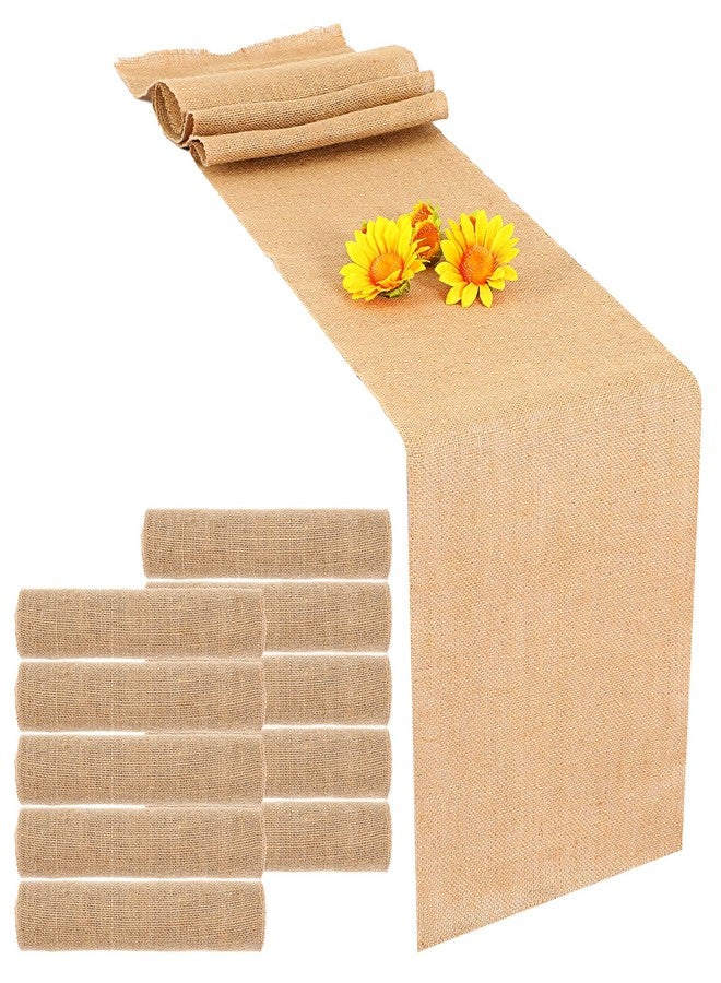 Limbeuuu 10 Pack Burlap Table Runners Rustic Table Runner Jute Farmhouse Fabric Party Centerpieces for Country Vintage Wedding Banquet Decoration, 12 x 71 Inch - Image 1