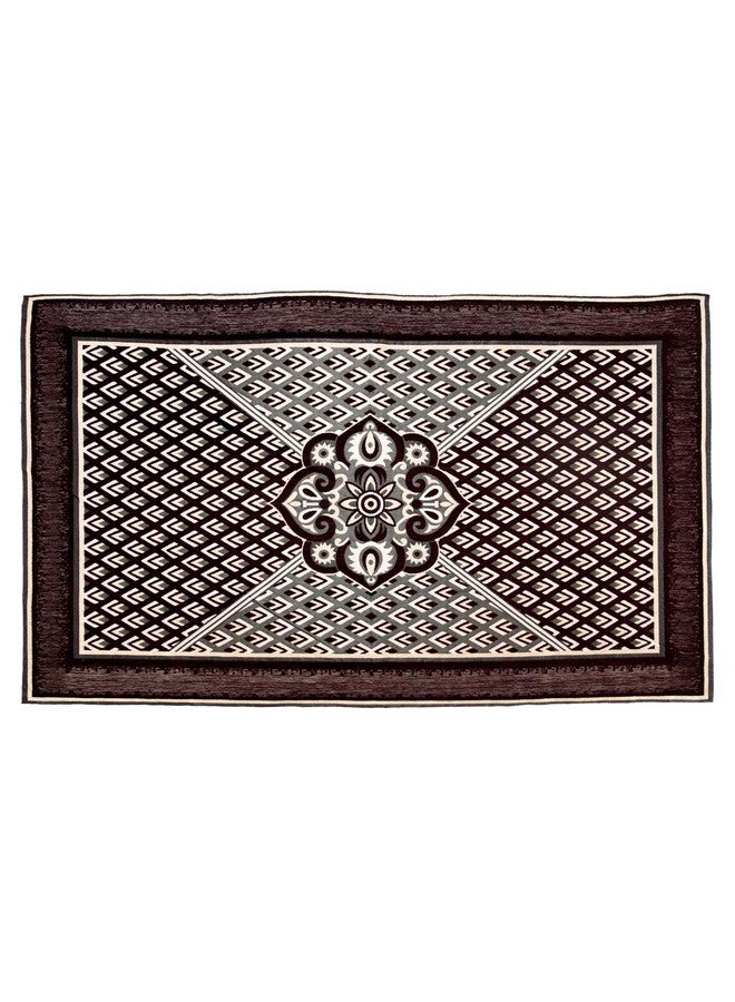 Nendle Jacquard Weaved Velvet Geometric Sofa Center Square Table Cover For 4 Seater (Brown, Standard) - Image 2