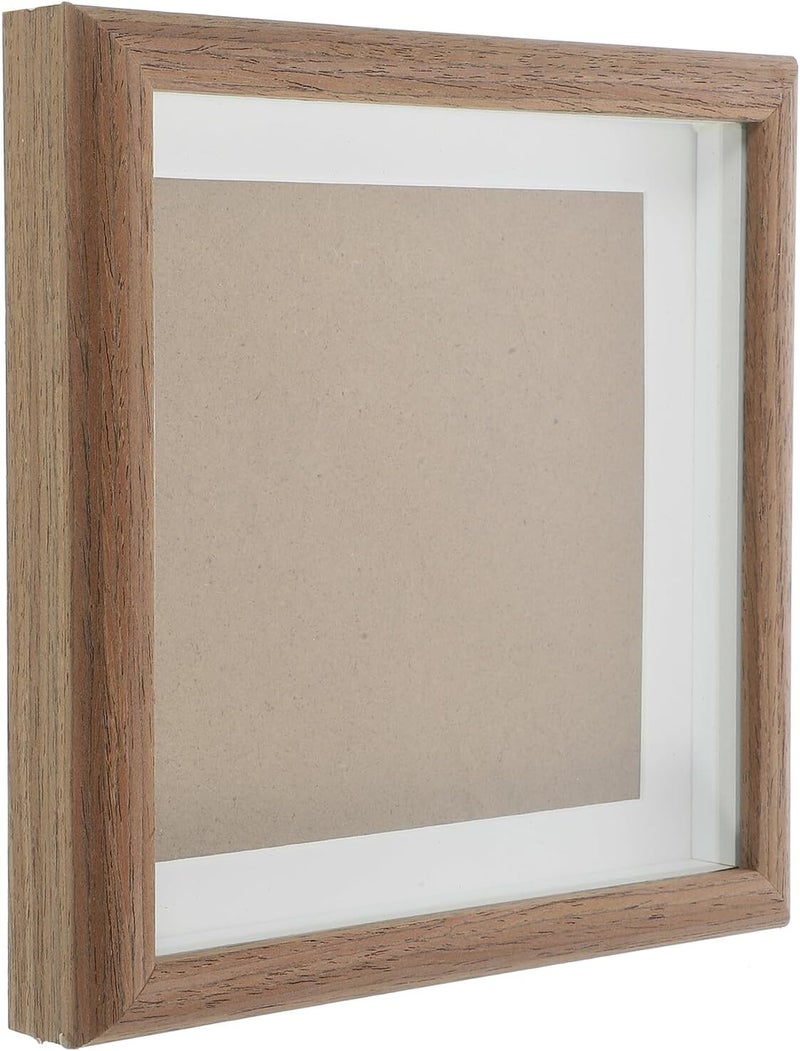 Zerodeko Wood Photo Frame 7-inch Square Walnut Finish DIY Hollow Tabletop Picture Holder for 18x18cm Artwork Bedroom Decor Party Ornament - Image 1