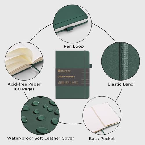 &And Per Se ⩓ Per Se Lined Journal Notebook, 160 Pages, A5 5.7 x 8 inches College Ruled Thick Paper Notebook Journals for Writing, Hardcover Notebooks for Women Men Office School (1 Pack, Green) - Image 4